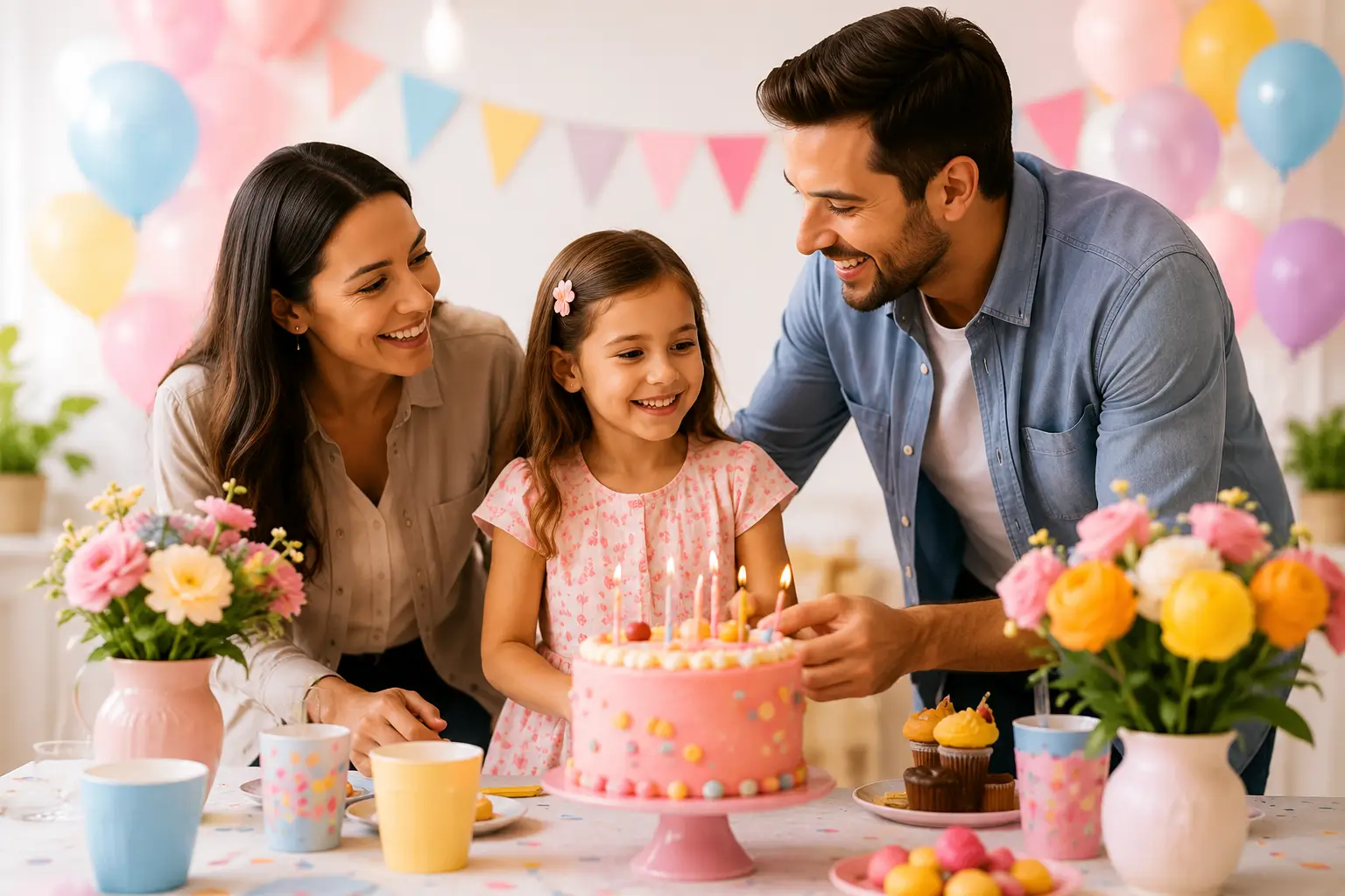 Família celebrando uma festa